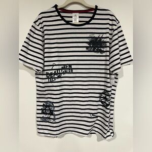 Disney Pirates of the Caribbean Dead Men Tell No Tales Striped Shirt Size Medium
